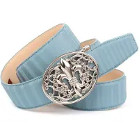 Anthoni Crown Ledergürtel , Damen, Gr. 90, blau (hellblau), Rindsleder, Gürtel Ledergürtel