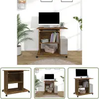 The Living Store Schreibtisch Räuchereiche 80x50x75 cm Holzwerkstoff