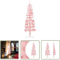 The Living Store Künstlicher Halb-Weihnachtsbaum mit Ständer Schlank Rosa 120 cm