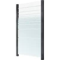 Staket Pro Zaun , grau, Pfosten: 2 Stk., Aluminium, Glas, Zaunelemente, Zaun, Glaszaun, Gesamtlänge: 1,217 m, 2 Pfosten