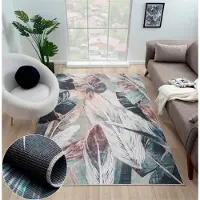 My Flair Outdoorteppich "Luc", beige (creme,grün), B:160cm H:10mm L:230cm, Polyester, MÖBEL & ACCESSOIRES, Teppiche, Outdoorteppich, bedruckt, Federn, modernes Design, In- & Outdoor geeignet, waschbar