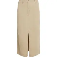 Tommy Hilfiger Webrock "CO TENCEL MIDI SKIRT", Damen, Gr. 36, beige, Web, Obermaterial: 63% Lyocell, 37% Baumwolle, unifarben, straight fit wadenlang, Röcke Webrock, mit Schlitz