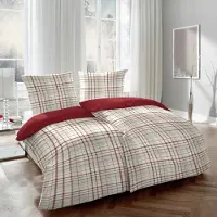 PRIMERA Kissenbezug "Edelflanell Kopfkissenbezug", rot (rot, braun), B:40cm L:40cm, Flanell, Obermaterial: 100% Baumwolle, Kissenbezüge, Kissenbezug, samtweich und natürlich aus reiner Baumwolle