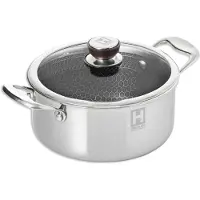 Hensslers Cooking POT Kochtopf inkl. Deckel, Edelstahl, 20 cm Durchmesser, Induktionsherd-geeignet, Antihaftbeschichtung