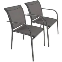 Sweeek - 2er-Set Gartensessel aus Aluminium - Anthrazit