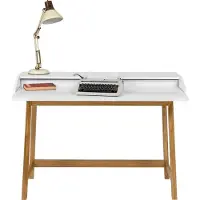 Woodman Schreibtisch "St. James", weiß (weiß, eiche, eiche, weiß), B:115cm H:84cm T:47cm, Tische, Schreibtisch, Home Office Schreibtisch, Laptoptisch, FSC-zertifiziert