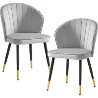Wohnling Esszimmerstuhl 2er Set Samt Grau Küchenstuhl mit Metallbeinen Schalenstuhl Skandinavisches Polsterstuhl mit Stoffbezug Stuhl Gepolstert