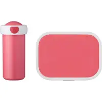 Mepal Lunchbox "Brotdose + Verschlussbecher Campus 300 ml + 700 ml 2er Set", pink, ABS-Kunststoff, Lebensmittelaufbewahrungsbehälter, Lunchbox
