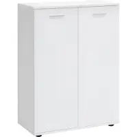 FineBuy Kommode Weiß mit 2 Türen 71x104x35cm Mehrzweckschrank Holz Flurschrank hell Schrank klein Anrichte Sideboard matt Kommodenschrank Flurmöbel
