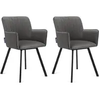Konsimo Stuhl 2-tlg Velours-Sitz schwarzer Metallrahmen "PYRUS", Grau, Stoff/Metall, Loft, 56x84x46 cm