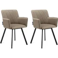 Konsimo Stuhl 2-tlg Velours-Sitz schwarzer Metallrahmen "PYRUS", Beige, Stoff/Metall, Loft, 56x84x46 cm