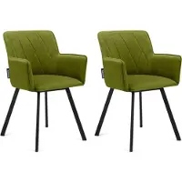 Konsimo Stuhl 2-tlg Velours-Sitz schwarzer Metallrahmen "PYRUS", Oliv, Stoff/Metall, Loft, 56x84x46 cm