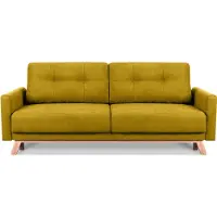 Konsimo Sofa 3 Personen mit ausziehbare Liegfläche "VISNA", Gelb, Stoff, Scandinavian, 220x79x95