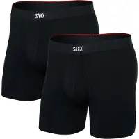 Saxx - Vibe Xtra Boxer Brief Fly 2-Pack - Kunstfaserunterwäsche Gr L schwarz