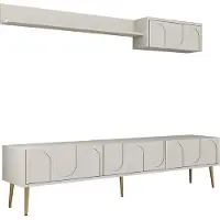 Skye Decor , Lyon 2 - Cream, Gold, TV-Einheit, Creme, 100 % MELAMINBESCHICHTETE SPANPLATTEN, 180 x 35 x 43 cm
