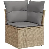 The Living Store Garten-Ecksofa mit Kissen Beige Poly Rattan