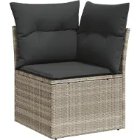 The Living Store Garten-Ecksofa mit Kissen Hellgrau Poly Rattan