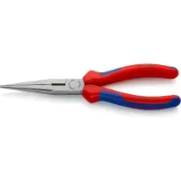 Knipex 26 12 200 SB Flachrundzange mit Schneide (Storchschnabelzange) mit Mehrkomponenten-Hüllen schwarz atramentiert 200 mm (SB-Karte/Blister)