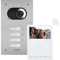 Comelit KVS2014 Vierfamilienhauskit Switch, 1x Monitor Mini HF WiFi, SB2