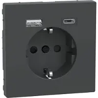 Merten MEG2367-6034 Steckdose mit USB-Typ A + C Ladegerät D-Life anthrazit