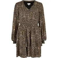 Apricot Minikleid "Minilänge mit Batikdruck", Damen, Gr. XS (34), N-Gr, braun (rust), Obermaterial: 99% Viskose CV. 1% metallisierte Fasern MTF., gemustert, Kleider Minikleid, mit Glitzerschimmer