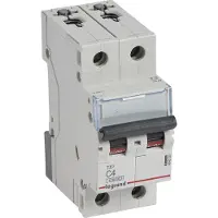 Legrand 404200 TX3 Leitungsschutzschalter C-Charakteristik, 4A, 2-polig, 10kA, 400VAC, 2TE