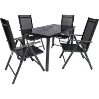 VCM Garten-Essgruppe "5 tlg. Alu Gartenset Sitzgruppe Tisch Stühle 140SW", schwarz (anthrazit), B:140cm T:80cm, Obermaterial: 100% Metall MT., Sitzmöbel-Sets, Garten-Essgruppe