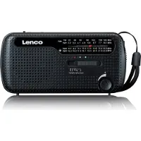 Lenco MCR-113BK Notfallradio FM/SW Handkurbel Solar LED-Taschenlampe SOS Schwarz