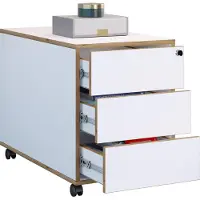 VCM Container "Holz Rollcontainer Bürocontainer Salia 3 Schublade", weiß, B:42cm T:70cm, Obermaterial: 100% Holz Wood., Rollwagen, Container