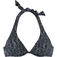 Elbsand Bügel-Bikini-Top "Letra", Damen, Gr. 40, Cup E, schwarz, Recycling-Polyamid, bedruckt, Bikini-Oberteile Bügel-Bikini-Top, mit tollem Wording