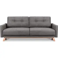 Konsimo Sofa 3 Personen mit ausziehbare Liegfläche "VISNA", Dunkelgrau, Stoff, Scandinavian, 220x79x95