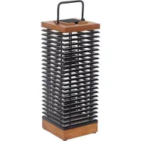 LES JARDINS LED-Solarlaterne Tekura, teak/grau, 66 cm dimmbar, Holz hell, Holz, Solarleuchten