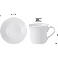 Villeroy & Boch Tasse "Kaffeetassen mit Untertassen Cellini 200 ml 6er Set weiß", weiß, B:2cm H:2cm Ø:15cm, Porzellan, Trinkgefäße, Tasse, Spülmaschinengeeignet, Mikrowellenfest