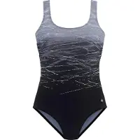 LASCANA Badeanzug , Damen, Gr. 54, Cup C, schwarz-weiß (schwarz, grau), Elasthan, Polyamid, Farbverlauf, Badeanzüge Badeanzug, mit Batikprint und Shaping-Effekt