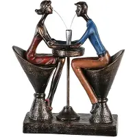 Casablanca by Gilde Dekofigur "Skulptur "Table for two", braun (bronzefarben), B:21cm H:25cm T:8cm, Kunstharz, Dekofiguren, Dekofigur, Bunte Kleidung, Antikfinish, Holzoptik-Basis
