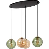 Lucide Pendelleuchte Monsaraz, grün/amber, 80 cm, E27, 4-flammig