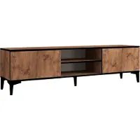 Skye Decor , Begi - Atlantic Pine, Black, TV-Ständer, 100 % MELAMINBESCHICHTETE SPANPLATTEN, Atlantische Kiefer, 180 x 45 x 12 cm