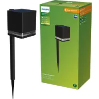 Philips LED-Solar-Erdspießleuchte Virona, schwarz, IP44 Virona, schwarz, Kunststoff, Modern, Solarleuchten