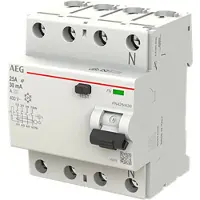 AEG ABB FN425/A30 Fehlerstrom-Schutzschalter 4P Typ A 25 A, 30 mA, 4 TE 2CSF704156R1250 FN425A30