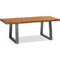 FineBuy Couchtisch 120x60x46 cm Akazie Massivholz / Metall Baumkante Wohnzimmertisch Rechteckig Sofatisch Stubentisch Braun Kaffeetisch