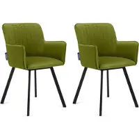 Konsimo Stuhl 2-tlg Velours-Sitz schwarzer Metallrahmen "PYRUS", Grün, Stoff/Metall, Loft, 56x84x46 cm