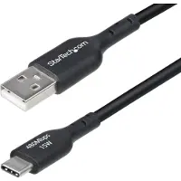 StarTech.com .com 2m USB-A zu USB-C Ladekabel, Laden und Synchronisieren, 3A, USB 2.0, TPE-Mantel, Schwarz, USB Ladekabel, 2 m, USB A, USB C, USB 2.0, 0,48 Gbit/s, Schwarz