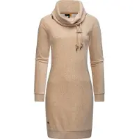 Ragwear Sweatkleid "Sweatkleid Chloe Velvet", Damen, Gr. S, N-Gr, beige (sand23), Obermaterial: 62% Baumwolle CO. 35% Polyester PES. 3% Elasthan EL., Kleider Sweatkleid