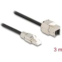 DeLOCK Kabel RJ45 Stecker feldkonfektionierbar zu Keystone Modul RJ45 Buchse Cat.6A 3 m, 3 m, Cat6a, S/FTP (S-STP), RJ-45, RJ-45, Schwarz, Silber