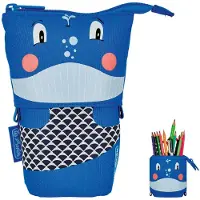 Herlitz Whale, Weiches Federmäppchen, Polyester, Schwarz, Blau, Pink, Abbildung, Reißverschluss, Kind