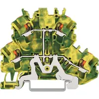 Wago 2202-2207 Doppelstockklemme,4-Leiter-Schutzleiterklemme,mit Drücker,grün-gelb 22022207 - 50 Stück