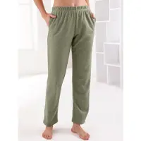 Plantier Homewearpants , Damen, Gr. 18/19, Kurzgrößen, grün (schilf, meliert), 50% Baumwolle, 50% Polyester, unifarben, Hosen Homewearpants