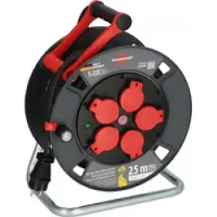 Brennenstuhl 9232250100, Schwarz, Rot, Kunststoff, 5 AC-Ausgänge, Gerade, 25 m, IP44