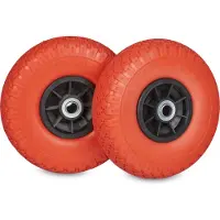 Relaxdays 2x Sackkarrenrad, 3.00-4 Zoll, 260 x 85 mm, pannensichere Vollgummireifen, 20mm Achse, bis 80 kg, rot-schwarz
