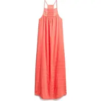 Superdry für Damen. W8011672A Langes Strandkleid Koralle mit Neckholder-Ausschnitt (XS), Lässig, Viskose, Ärmellos / Hosenträger